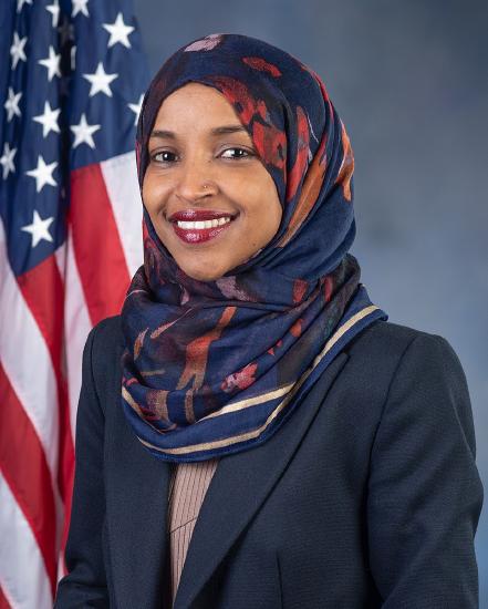 The official portrait of Congressperson Ilhan Omar.