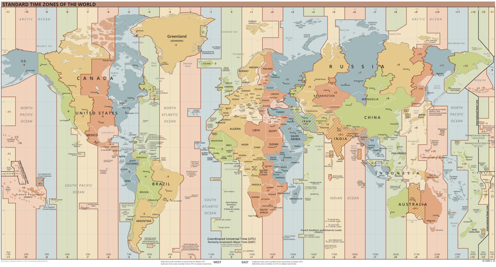 Time Zones from US Central Intelligence Agency, 2012