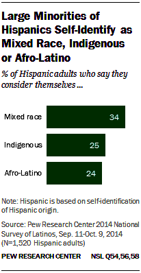 De grandes minorités d'Hispaniques s'identifient comme métisses, autochtones ou afro-latinos