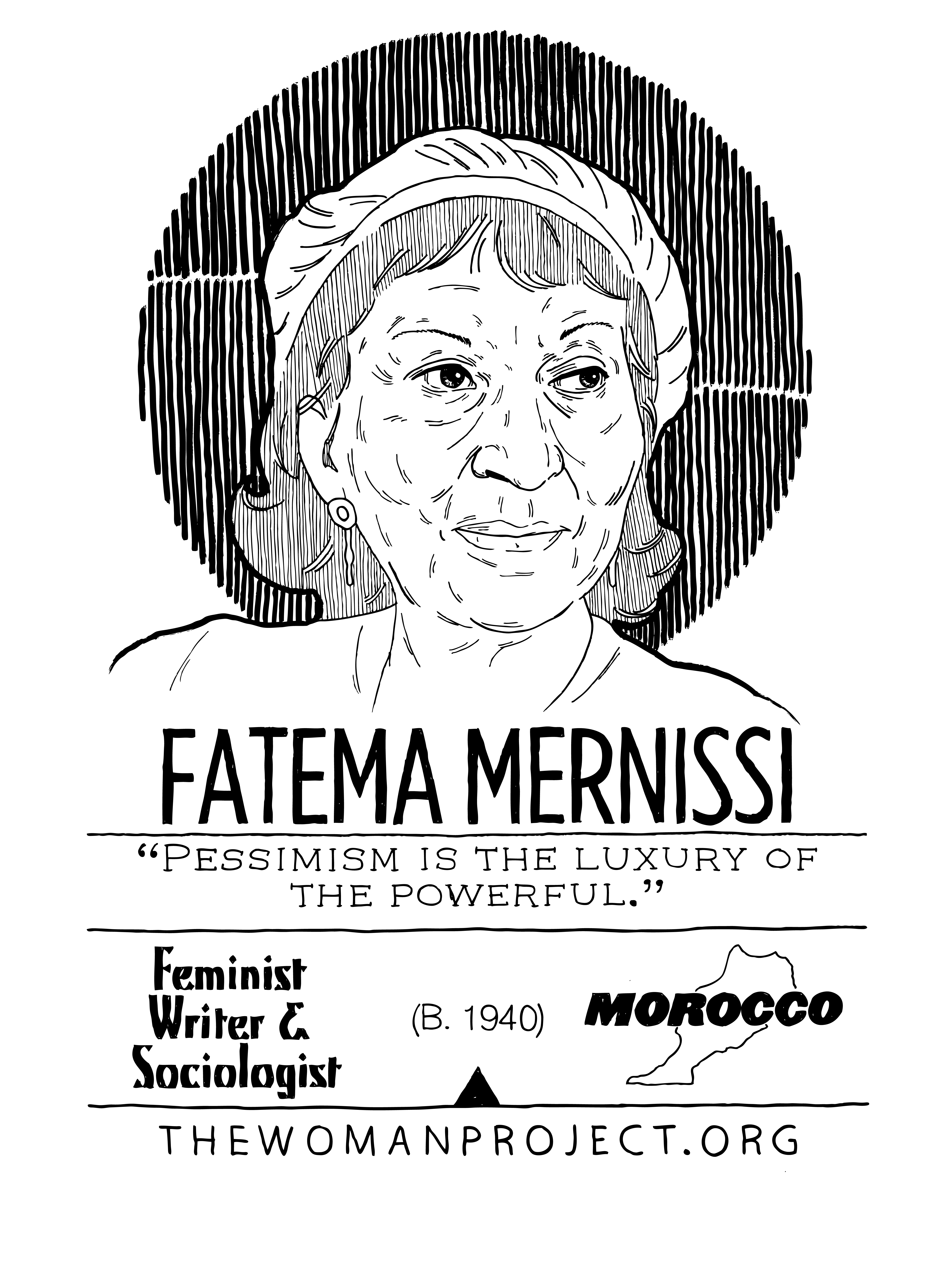 Affiche de Fate Mernissi, écrivaine et sociologue féministe marocaine.