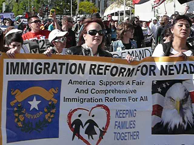 Demonstrators supporting immigration reform. 