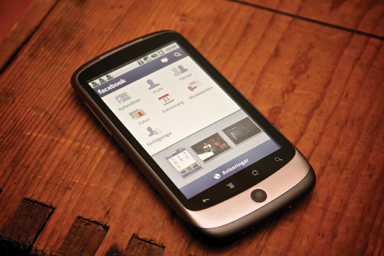 Photo of a smartphone with the Facebook application open