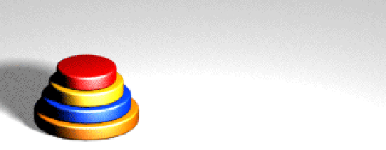 Animation showing the solution to the Tower of Hanoi problem.