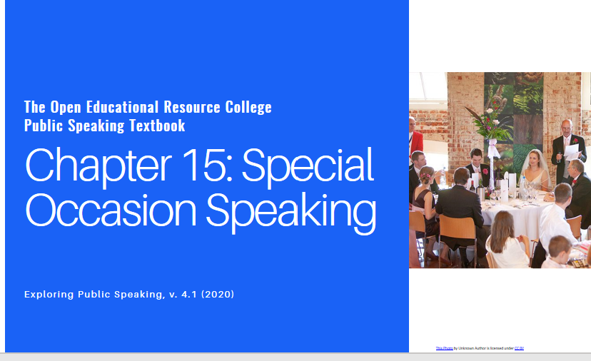 Special Occasion Speaking: Exploring Public Speaking Accessible PowerPoint Slides for Chapter 15