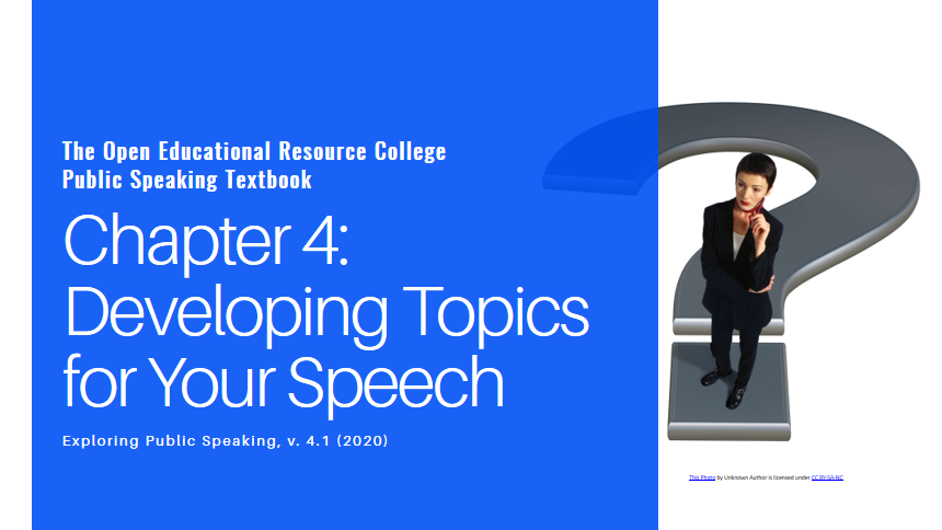 Developing Topics for Your Speech: Exploring Public Speaking Accessible PowerPoint Slides for Chapter 4