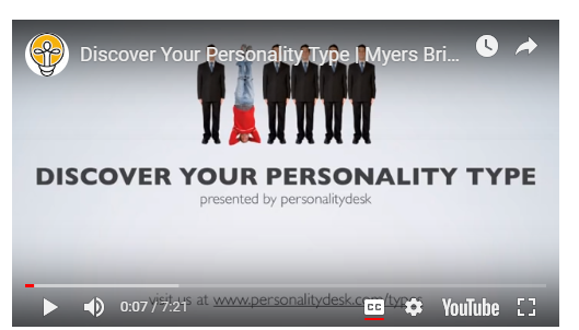 A screenshot of "Discover Your Personality Type" video