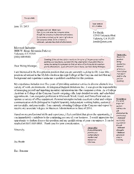 An example of a cover letter