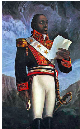 19th-century portrait of Toussaint L'Ouverture dressed in his general's uniform, by an unknown artist.