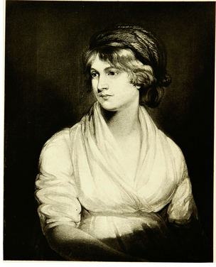 Drawing of Mary Wollstonecraft, modeled after a painting by John Opie.