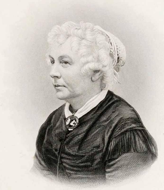 Engraving of Elizabeth Cady Stanton, created by Henry Bryan Hall, Jr. prior to 1869.