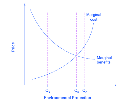 يوضح الرسم البياني أن الحد من التلوث لتجنب رسوم التلوث يمكن أن يؤثر سلبًا على إنتاجية الشركة.