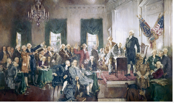 The painting Scene at the Signing of the Constitution of the United States, by Howard Chandler Christy. Oil on canvas, 1940.