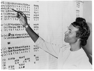 Photograph taken in November 1965, showing Shirley Chisholm examining a list of numbers posted on a wall.