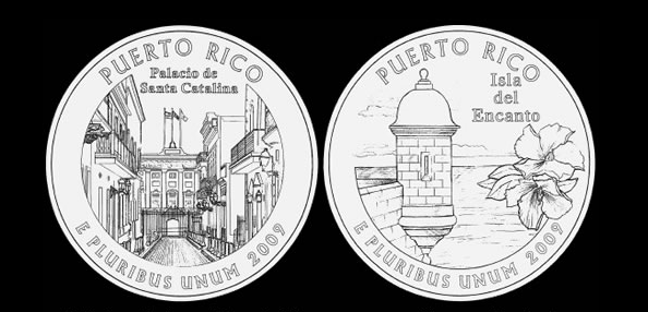 Artist rendering of 2009 commemorative U.S. quarter design for Puerto Rico.