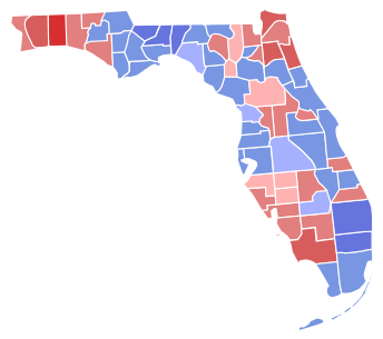 Map showing the candidate for which the majority voted in each county in Florida's 2000 Senate election.