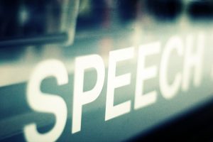 Decorative photo of the word "speech"