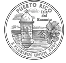 Back side of the 2009 Puerto Rico quarter.