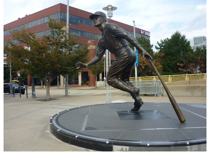 Bronze statue of Roberto Clemente at PNC Park, Pittsburgh, Pennsylvania.