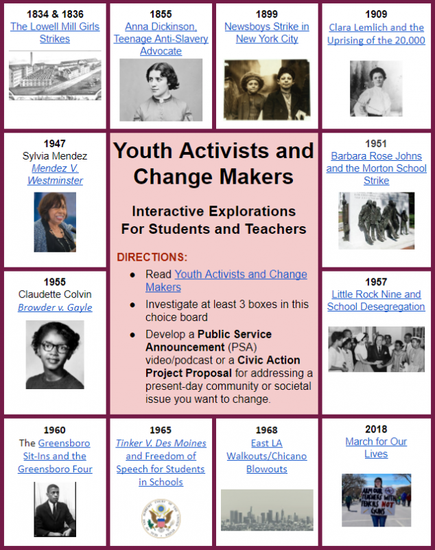 Youth Activists and Change Makers: Interactive Explorations for Students and Teachers