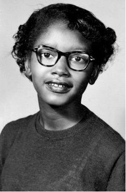 Black-and-white photograph of Claudette Colvin, aged 13, taken in 1953.