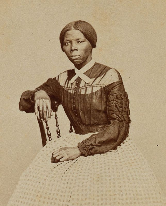 Black-and-white studio photograph of Harriet Tubman, taken by Benjamin Powelson circa 1868-1869.
