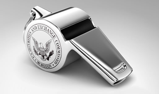 Photograph of a silver-colored whistle with the seal of the U.S. Securities and Exchange Commission engraved on the side.