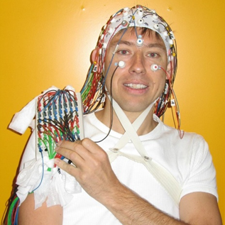 man wearing an EEG cap