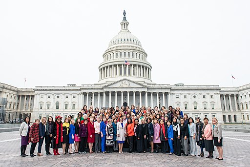 All women of the 116th Congress, photographed standing in front of the Capitol building in Washington, D.C. Photograph taken on March 2, 2020, posted by the office of Representative Terri Sewell.