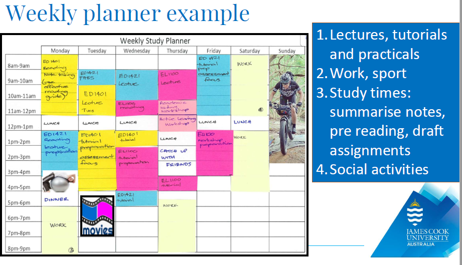 student weekly planner example