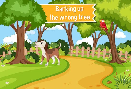 A dog barking at the base of a tree