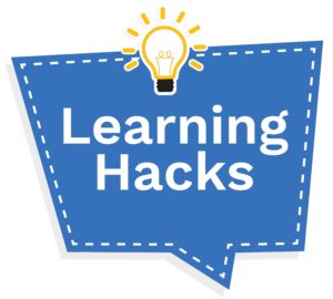 Decorative image - sign that says "Learning Hacks"